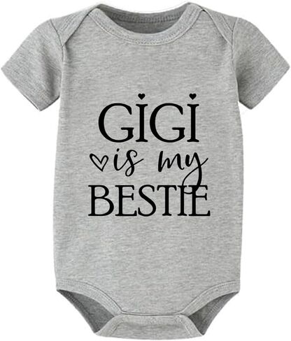 Gigi Is My Bestie Baby Clothes Short Sleeve Newborn Outfit Infant Onsies White Baby Romper in Saudi Arabia