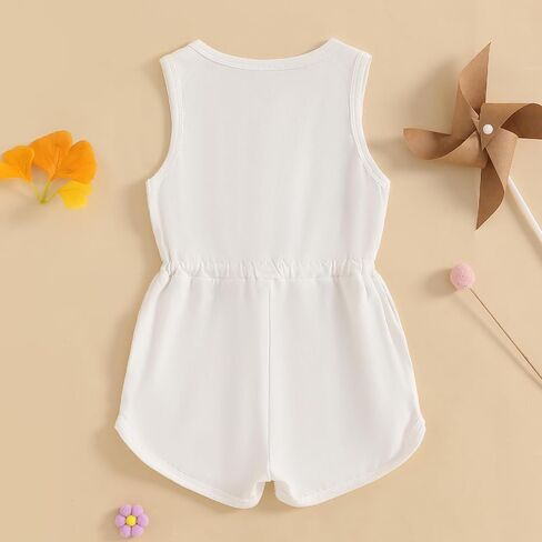 woshilaocai Toddler Baby Girl Jumpsuit Romper Sleeveless Drawstring One Piece Romper with Pockets Spring Summer Clothes in Kuwait