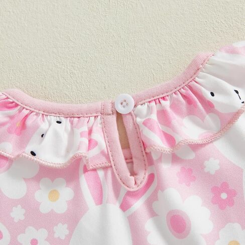 Infant Baby Girl Easter Outfit Short Sleeve Bunny Romper Dress + Headband Newborn Baby Girl Rabbit Clothes in Saudi Arabia