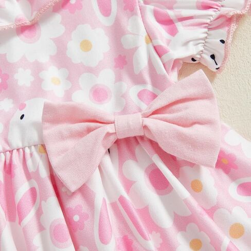 Infant Baby Girl Easter Outfit Short Sleeve Bunny Romper Dress + Headband Newborn Baby Girl Rabbit Clothes in Saudi Arabia