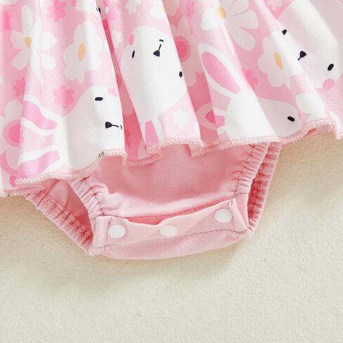 Infant Baby Girl Easter Outfit Short Sleeve Bunny Romper Dress + Headband Newborn Baby Girl Rabbit Clothes in Saudi Arabia