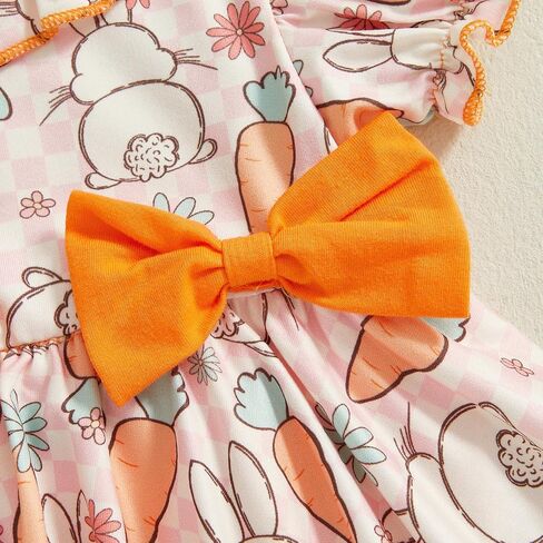 Infant Baby Girl Easter Outfit Short Sleeve Bunny Romper Dress + Headband Newborn Baby Girl Rabbit Clothes in Saudi Arabia