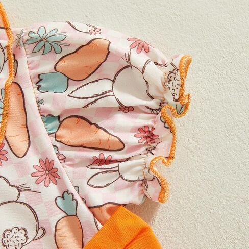 Infant Baby Girl Easter Outfit Short Sleeve Bunny Romper Dress + Headband Newborn Baby Girl Rabbit Clothes in Saudi Arabia