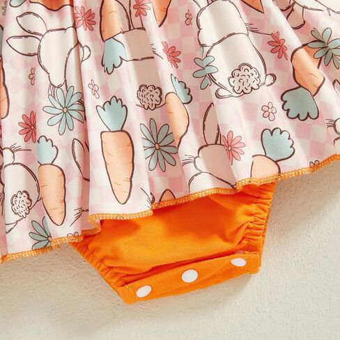 Infant Baby Girl Easter Outfit Short Sleeve Bunny Romper Dress + Headband Newborn Baby Girl Rabbit Clothes in Saudi Arabia
