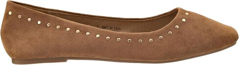 Corkys Footwear Just in Time Flats Black with Cushioned Insoles, Eye-Catching Stud Embellishments, Sophisticated Square Toe Design - Chic and Comfortable in Saudi Arabia