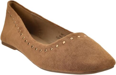 Corkys Footwear Just in Time Flats Black with Cushioned Insoles, Eye-Catching Stud Embellishments, Sophisticated Square Toe Design - Chic and Comfortable in Saudi Arabia
