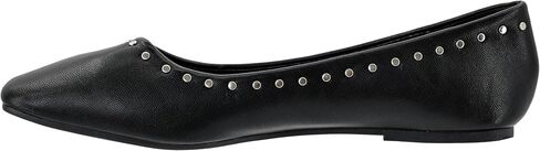 Corkys Footwear Just in Time Flats Black with Cushioned Insoles, Eye-Catching Stud Embellishments, Sophisticated Square Toe Design - Chic and Comfortable in Saudi Arabia