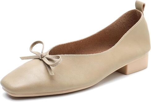 LIURUIJIA Women's Slip On Bowknot Ballet Flats Square Toe Lightweight Casual Dressy Comfortable Work Low Heels Retro Dress Shoes in Kuwait