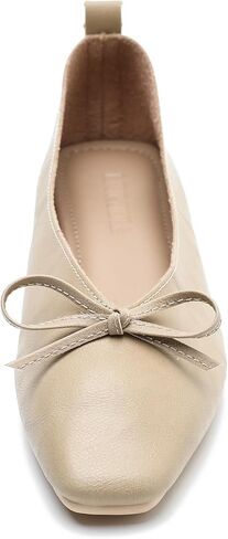 LIURUIJIA Women's Slip On Bowknot Ballet Flats Square Toe Lightweight Casual Dressy Comfortable Work Low Heels Retro Dress Shoes in Kuwait