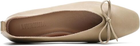 LIURUIJIA Women's Slip On Bowknot Ballet Flats Square Toe Lightweight Casual Dressy Comfortable Work Low Heels Retro Dress Shoes in Kuwait