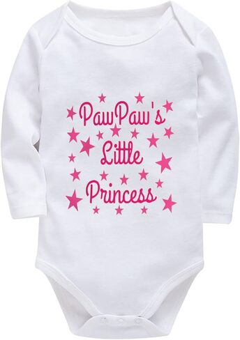 Pawpaw's Little Princess Baby Bodysuits Long Sleeve Newborn Baby Clothes White Infant Romper in Saudi Arabia
