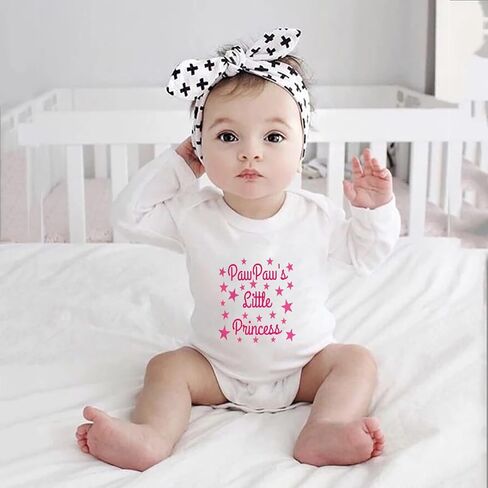 Pawpaw's Little Princess Baby Bodysuits Long Sleeve Newborn Baby Clothes White Infant Romper in Saudi Arabia