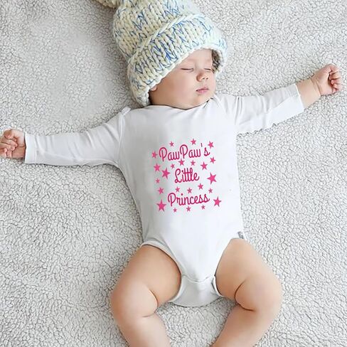 Pawpaw's Little Princess Baby Bodysuits Long Sleeve Newborn Baby Clothes White Infant Romper in Saudi Arabia