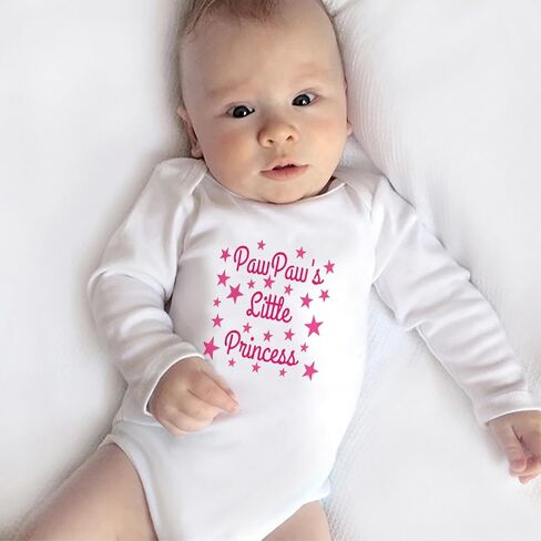 Pawpaw's Little Princess Baby Bodysuits Long Sleeve Newborn Baby Clothes White Infant Romper in Saudi Arabia