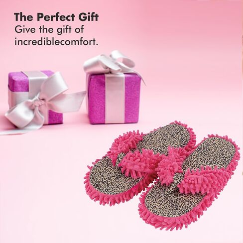 Snoozies Fuzzy Flip Flop Slippers for Women Indoor, Washable Fluffy Thong Slippers for Spa Day, Comfortable Open Toe House Slippers with Printed Footbed and Non-Skid Sole, Spa Gifts in Kuwait
