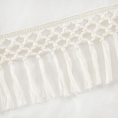 Sweet Jojo Designs Ivory Gender Neutral Bohemian Boho Baby Girl Boy Nursery Crib Bedding Set Solid Color Beige Cream Off White Chic Unisex Farmhouse Minimalist Macrame Trim Tassel Fringe Cotton - 4pc in Saudi Arabia