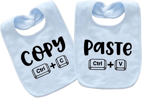 2-Pack Baby Twins Bibs Copy Paste Soft Cotton Matching Feeding Bib Twin Newborn Infant Boys Girls in Saudi Arabia