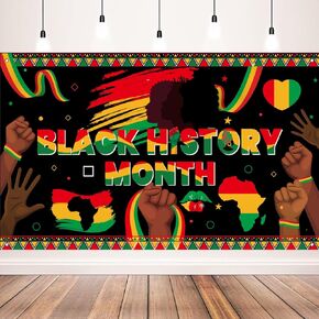 Black History Month Decorations Black History Month Banner Backdrop for Black History Month Party Decorations, 71 x 43 Inch