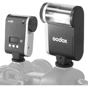 Godox iA32 Camera Flash, Angle Adjustable Flash, GN15 with 8 Levels Flash Power, CCT 6200K±200K Flash for Canon/Sony/Fuji/Nikon/Panasonic/Olympus, for Cameras with Single-Contact Hotshoe