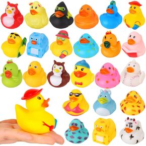 24 Pack Rubber Ducks in Bulk, Assortment Jeep Ducks Baby Bath Toys for Kids, Stocking Stuffers for Kids, Valentines Birthday Gifts Holiday Party Favors for Kids Toddler Baby Bath Toys