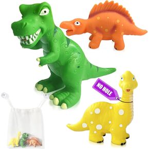 Dinosaurs for Toddlers 1-3 No Hole Dinosaurs Bath Toys for 6-18 Months - 3Pcs Dinosaurs Bath Toys with Storage Bag - Dino Bath Toys 1-4 Year Old Kids Gifts