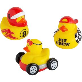 Racing Rubber Ducks - Race Car Rubber Ducks - Party Favors, Prize Boxes, Treasure Boxes, Goody Bags, Stocking Stuffers - 3 Piece