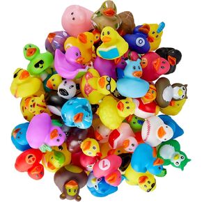 Rubber Duck Toy Duckies for Kids - 50 Pack - Sensory Play, Stress Relief, Stocking Stuffers, Bath Birthday Gifts Baby Showers Classroom Incentives, Summer Beach and Pool Activity - Style 3
