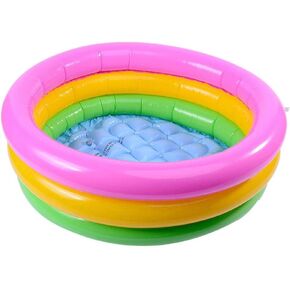 Toy Round Pool, Three-Ring Rainbow Foldable Inflatable Swimming Tub Baby Waterproof Play House Sand Table Fishing Toy Toddlers Shower Bathtub for Children Kids(60cm)