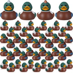 48 Pcs Mallard Rubber Duck 2 Inch 4 Styles Floating Bath Toy Nature Rubber Ducky Adorable Duck Party Supplies for Birthday Gift Baby Shower Birds Lovers Hunting Decoration