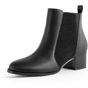 Low Heel Ankle Boots for Women Chunky Block Heel Elastic Gore Chelsea Boots Slip On Comfortable Short Boots Round Toe Black Brown Heeled Booties for Fall Winter in Kuwait