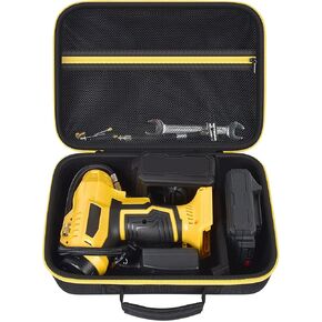 GWCASE Hard Storage Travel Case Compatible with Tire Inflator Portable Air Compressor 20V and 12V Car Power Adapter. Mesh Pocket for Accessories, Built-in Dividers, Black（Bag Only）