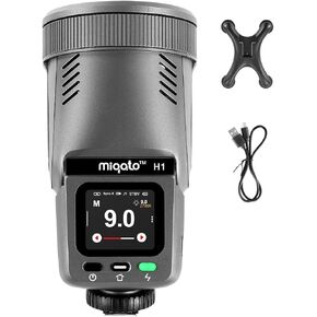 LED Video Light Flash Speedlite 2-in-1 Light GN28 Round Head Rechargeable 2000mAh Battery HSS/TTL Support 3W Modeling Light Bi-Color Temperature 2700K~6500K, CRI >95