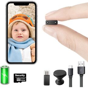 【Free 64G】 Smallest Wireless WiFi Camera,HD1080P Video Recording Live Feed,Portable Mini Battery Camera,Baby Monitor with Night Vision,Motion Detection, Remote Viewing for Security with iOS Android