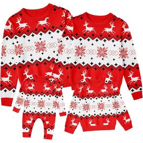 Christmas Family Matching Sweater Round-Neck Knit Christmas Pullover for Party