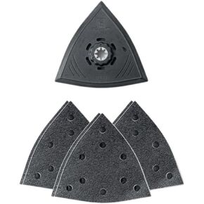 Fein Starlock Plus Triangular Sanding Set - Multi-Material Use, Perforated Backing Pad & Sanding Sheets, 60, 80 and 180 Grit, 5-1/8" Edge Length - 63806204210
