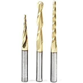 Amana Tool - AMS-142 3-Pc Solid Carbide Up-Cut Spiral 2D/3D Carving Ball Nose ZRN Coated C