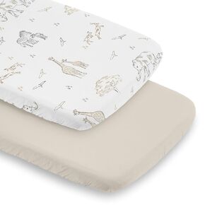 Sweet Jojo Designs Jungle Safari Animals Boy Girl Unisex/Gender Neutral Baby Bassinet Sheets Fitted Sheet Set Infant Newborn Nursery Oval Rectangle Hourglass Mattress 2p Tan Animal Adventure Elephant