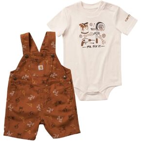 Carhartt Baby Boys' Short-Sleeve Bodysuit & Canvas Shortall Set