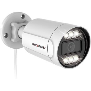 5MP Outdoor POE Surveillance Camera Metal Bullet IP Security Camera, IP66 Waterproof, 2.8mm Wide-Angle Lens, Dual Lamp Colour Night Vision, Two-Way Audio, Support Micro SD Card (5MP-2.8MM)