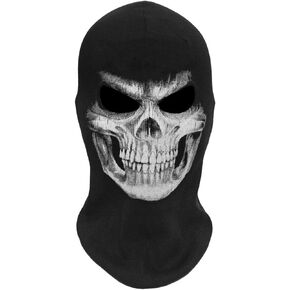 MELOP Full Face Skeleton Skull Ghost Halloween Balaclava Face Mask for Cosplay Costume Cycling Outdoor With Big Gloves