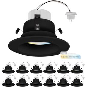 NUWATT 12 Pack Black MR16 12V LED Recessed Lighting 4 Inch Retrofit, 5CCT Selectable 2700K/3000K/3500K/4000K/5000K 660LM 10W Dimmable, MR16 GU5.3 LED Bulb Low Voltage Can Light 75W Halogen Replacement