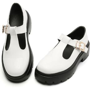 Ruiatoo Women Mary Jane Dress Shoes Platform Loafers Low Heel Chunky Pumps Round Toe Oxford Shoes