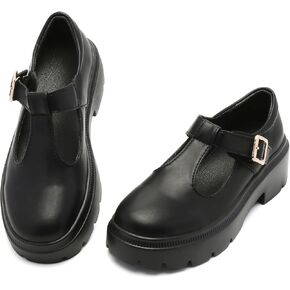 Ruiatoo Women Mary Jane Dress Shoes Platform Loafers Low Heel Chunky Pumps Round Toe Oxford Shoes