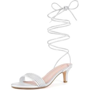 Allegra K Women's Strappy Open Toe Lace Up Kitten Heels Sandals in Kuwait