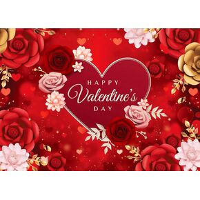 SJOLOON Valentine‘s Day Backdrop Red Heart Flowers Backdrop Valentine Day Photo Backdrop for Valentine’s Day Party Decoration 12494 (8x6FT)