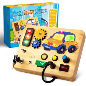 Montessori Toddler Busy Board for 1 2 3 4 Year Old,Sensory Busy Board Travel Toy for Toddlers,Educational Learning Toys Montessori Toys,Gifts Ideas for Boys Girls