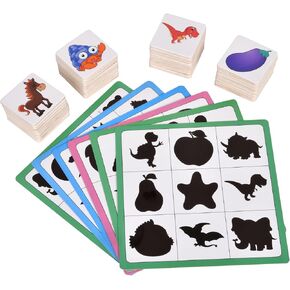Wooden Shape Matching Games, Shadow Matching Puzzle Games Montessori Wooden Sorting and Stacking Toys, Children's Image Play Toys, Boys, Girls Preschool Learning Toys Activity Gifts (red)