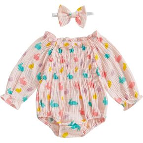Baby Girl Valentines Day Outfit Long Sleeve Romper Bodysuit Newborn Baby Girl Outfits 3 6 12 18M