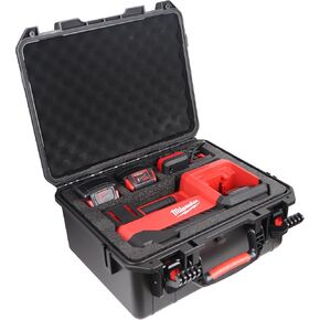 Air Compressor Hard Case Compatible with Milwaukee M18 Inflator 2848-20 - Waterproof Carrying Bag for Milwaukee Tools - Hold 18V 3.0 to 9.0 Ah Battery Packs and Charging Station