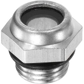 Air Compressor Oil Sight Glass, G1/4 Toughened Glass No Leak Hex Oil Liquid Level Gauge Fittings W O-Ring for Air Compressor/Pump/Tank Sight Plug Window